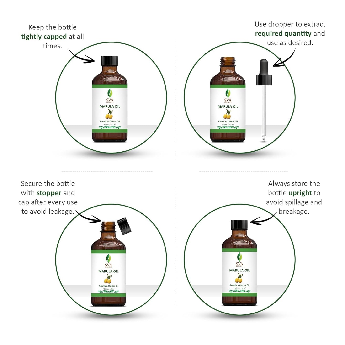 SVA Organic Marula Seed Oil - 4 Fl Oz - 100% Natural Cold Pressed Virgin Marula Oil Organic - for Face, Skin Care, Hair Care, Scalp Massage & Body Massage – Unrefined Carrier Oil with Dropper