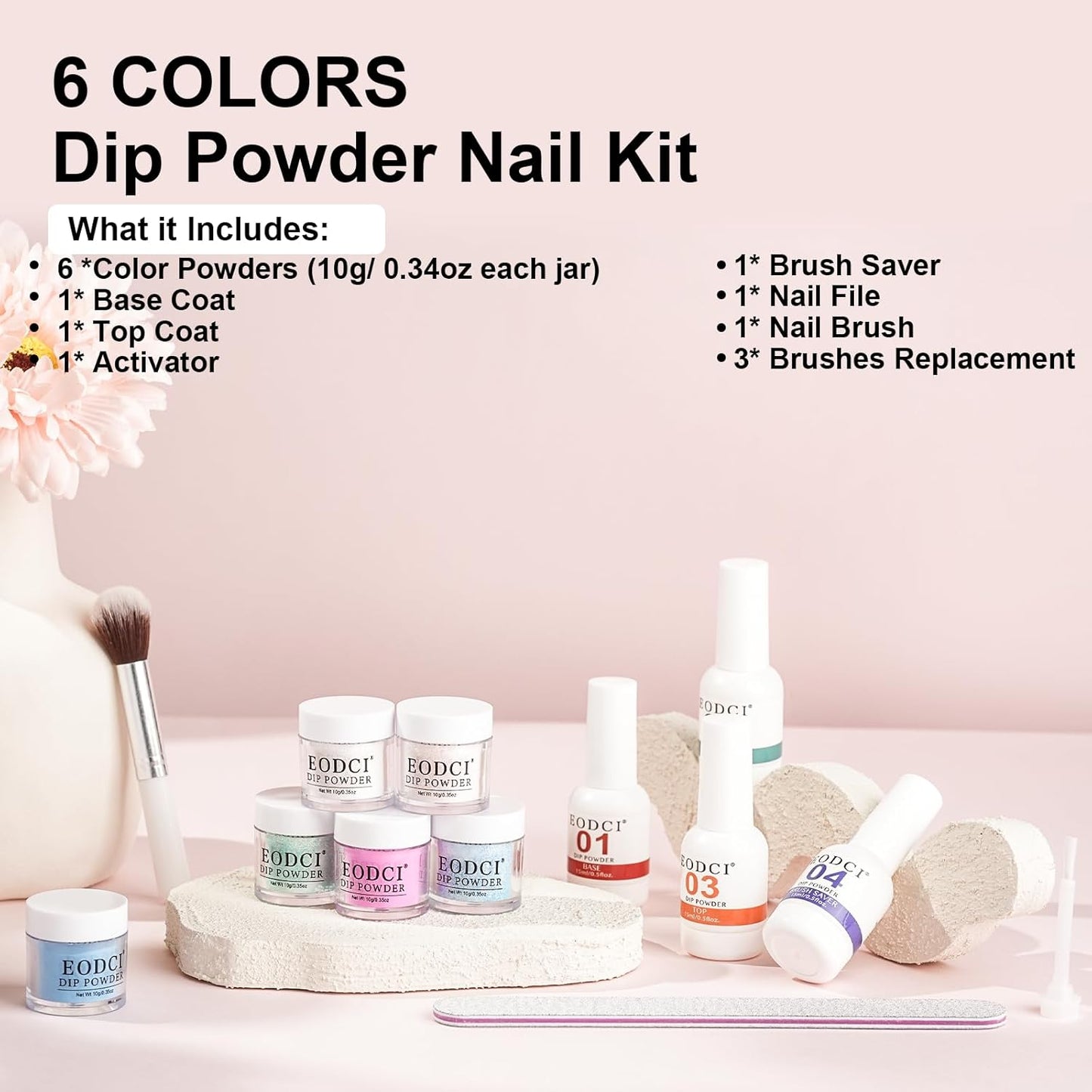 Glow in Dark Dip Powder Nail Set, 6 Colors 12 Pcs Dipping Powder Kit With Base & Top Coat/Activator/Brush Saver,Nail Art Dip Manicure Kits Odor-Free&Long-Lasting, No Needed Nail Lamp Curing