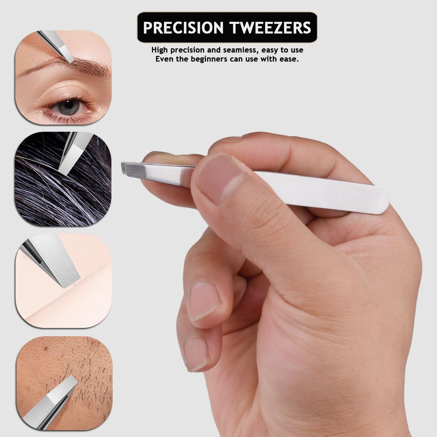 Travel Manicure Set Professional Nail Clipper Kit-5 Pieces Stainless Steel Manicure Kit, Women Men Grooming kit With Nail Care Tools Beauty Scissors Tweezers (Silver Black)