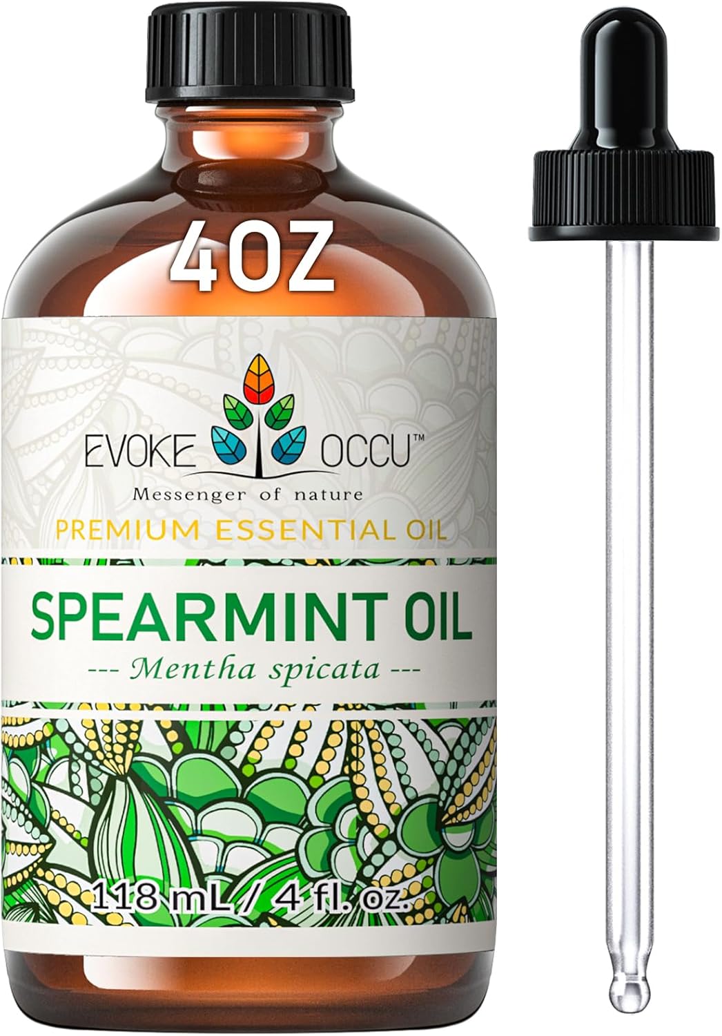 EVOKE OCCU Spearmint Oil for Inhibit Facial Hair Growth, Air Freshening, Added to Creams & Lotions - 4 Fl Oz