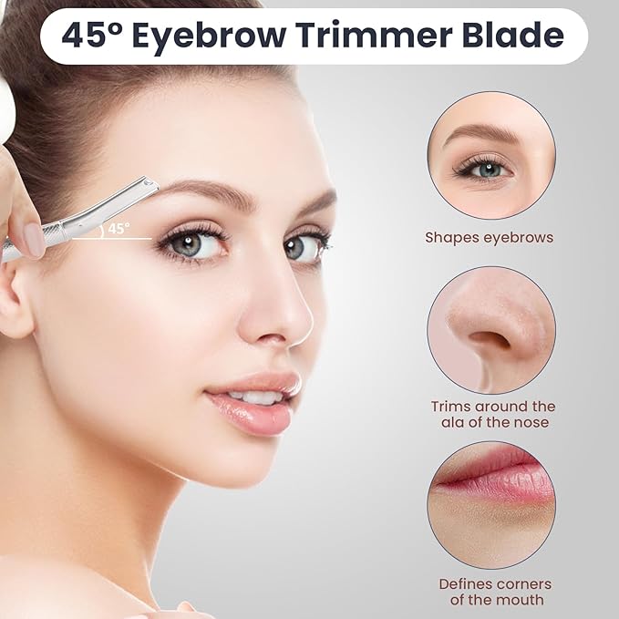 Dermaplaning Tool for Face, Dermaplane Razor for Peach Fuzz with Metal Grip, Professional Eyebrow Razor for Women, Facial Razor for Women Silver (12 Replaceable Blades)