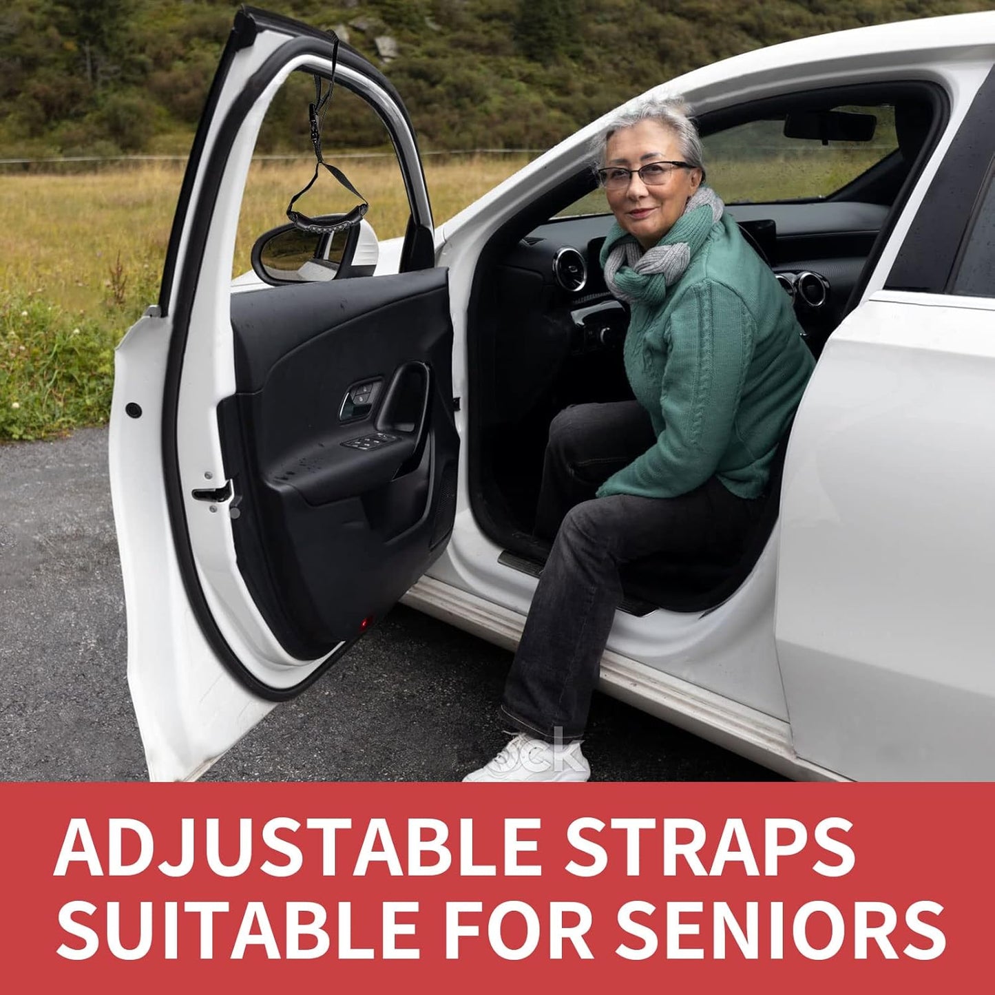 Vehicle Support Handles, Car Handle Assist for Elderly Multifunction Car Handle with Window Breaker for Elderly and Handicapped Red