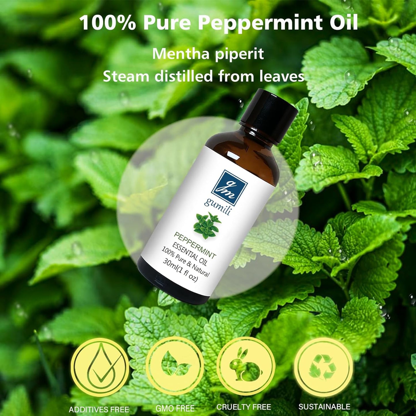 Peppermint Oil for Diffuser, Hair, Spray, Soap, Body Wash, 100% Pure Peppermint Essential Oil - 30ml