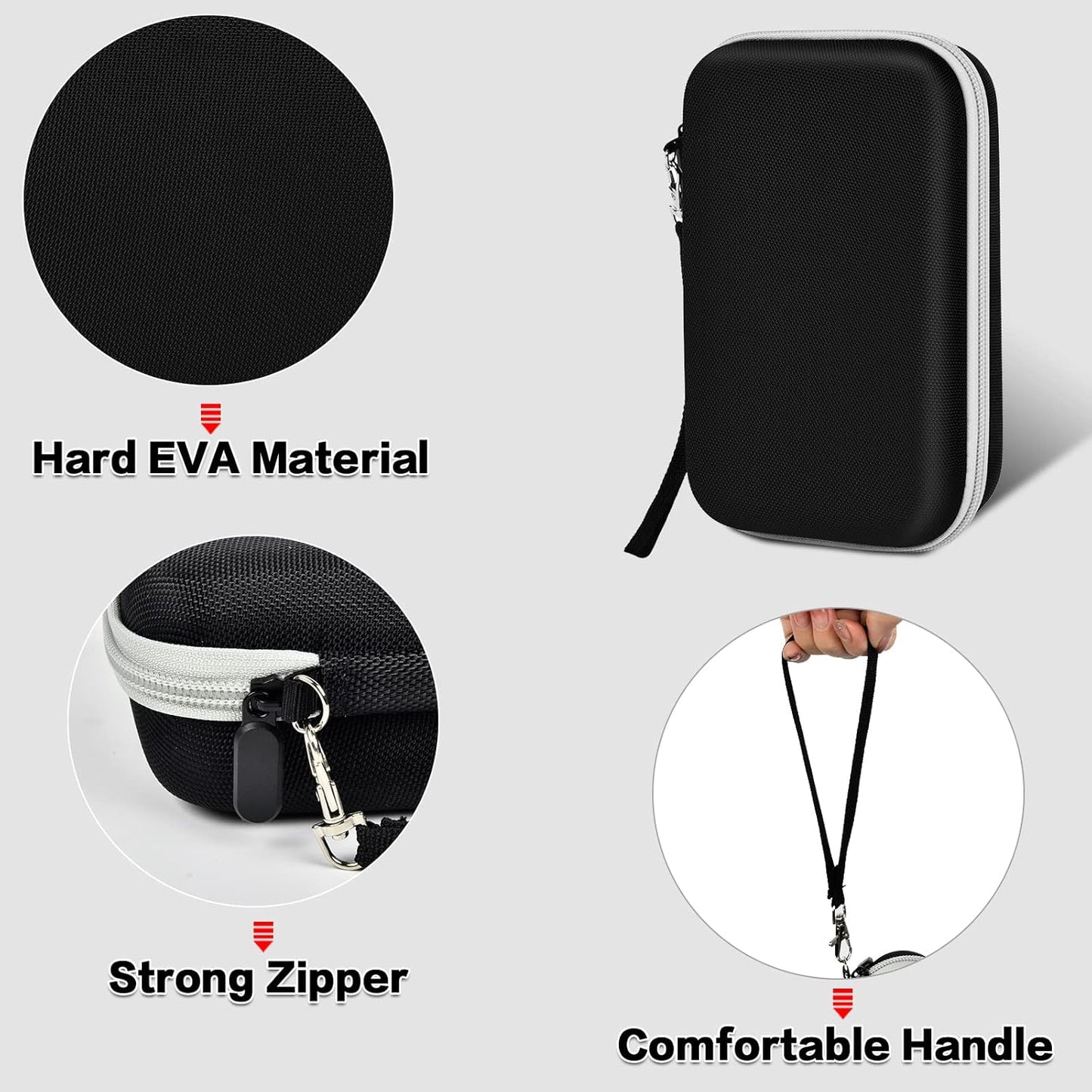 Case for Andis Professional T-Outliner Beard & Hair Trimmer, Model GTO 04780/04710/04603/04775, with Mesh Pocket for Attachment Set - Bag Only (Black+Black Inner)