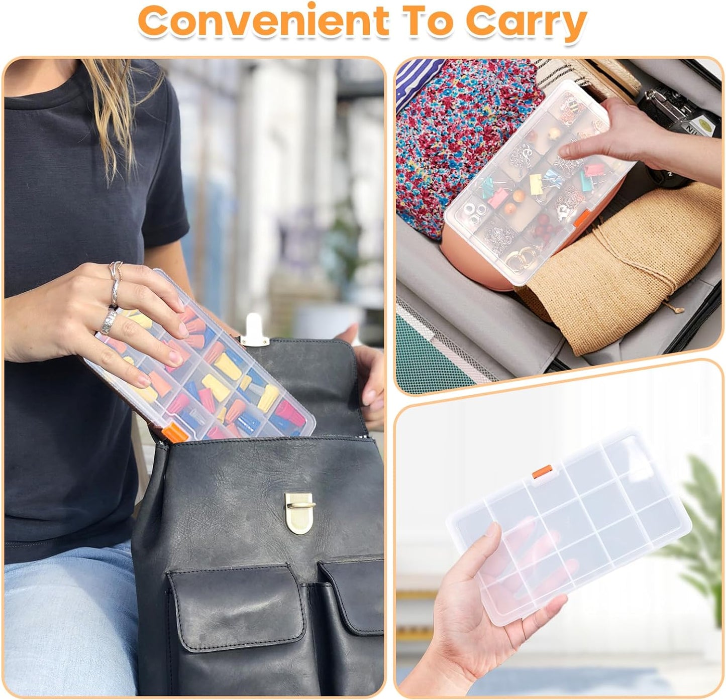 8PACK Extra Thick Bead Organizers, 15 Grid Mini Clear Plastic Storage Box Craft Containers for Nail jewelry rhinestones DIY Supply Case