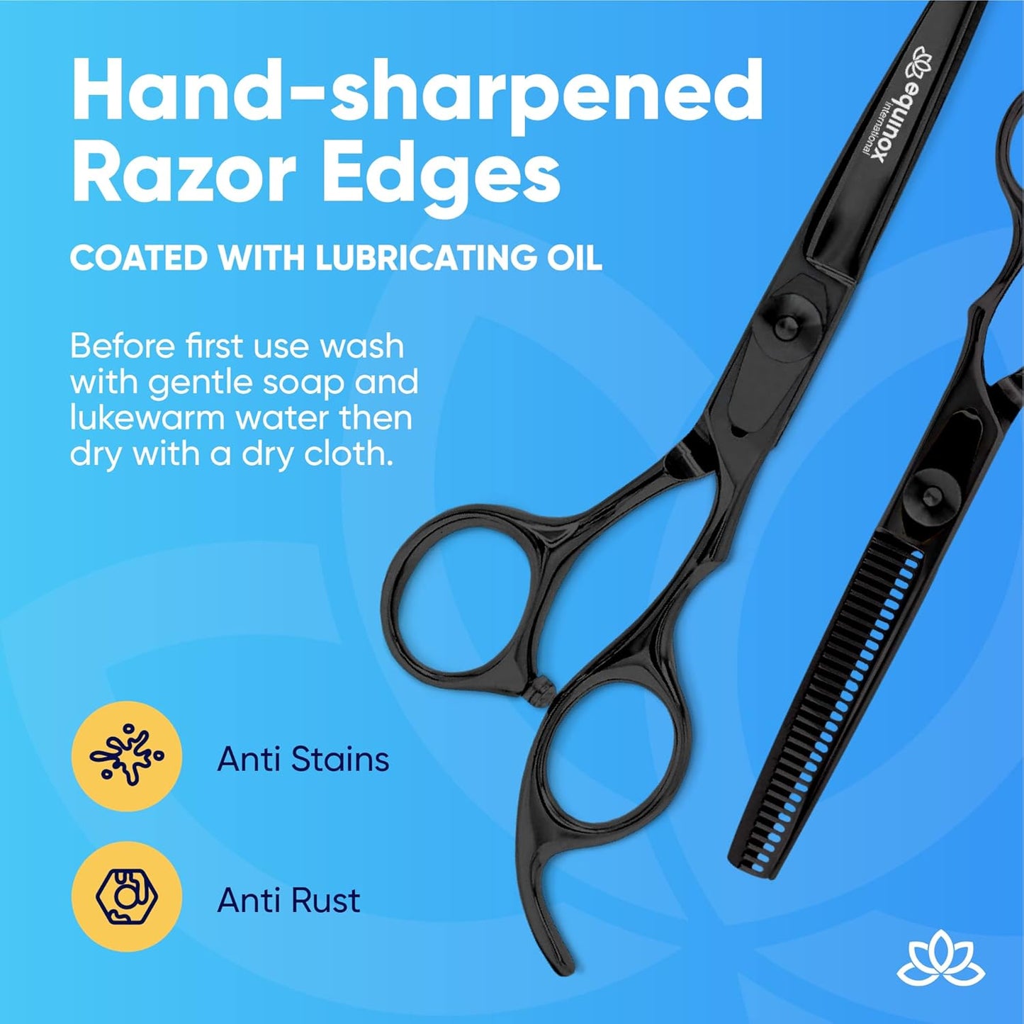 Equinox Professional Scissors Set - Barber & Thinning Shears for Hair Cutting & Grooming, Premium Japanese Stainless Steel, Barber Accessories & Tools