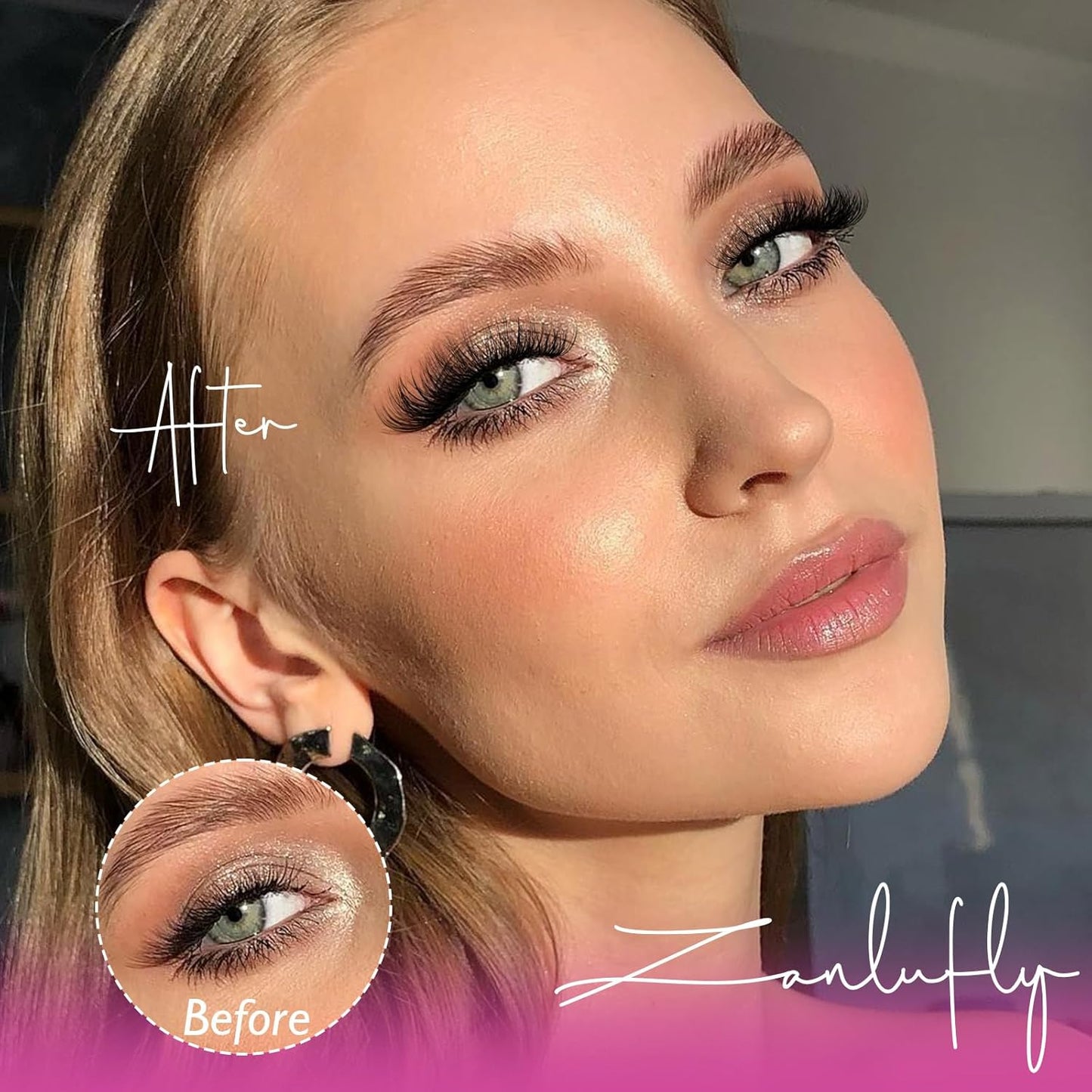 Self Adhesive Eyelashes Natural Self Adhesive Lash Clusters Pre-glued Eyelashes Clusters C-Curly No Glue Lashes Wispy Cluster Lashes 10-16MM DIY Individual Lashes by zanlufly