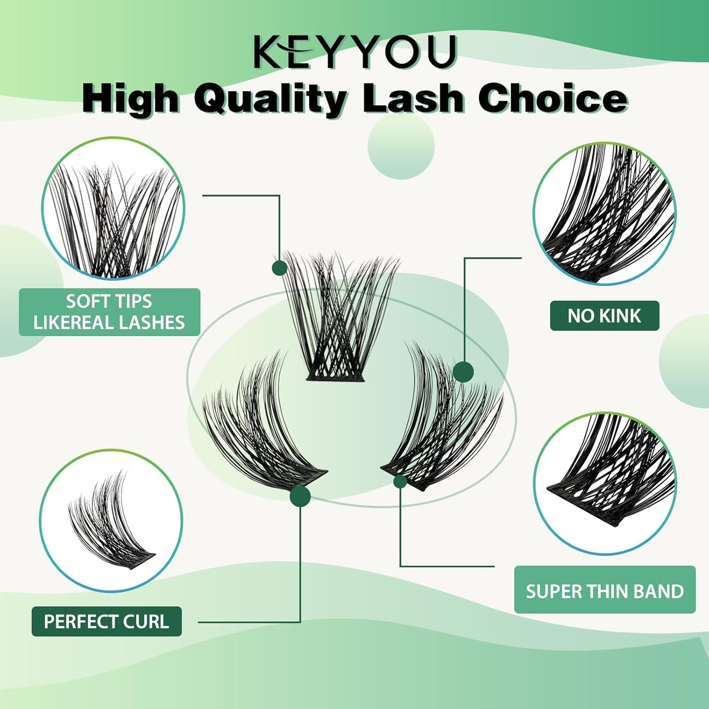 Lash Clusters 96pcs Individual Lashes D Curl 10mm Eyelash Clusters KEYYOU Volume Wispy Lash Extension Soft&Comfortable Easy DIY at Home(Y19,D-10mm)
