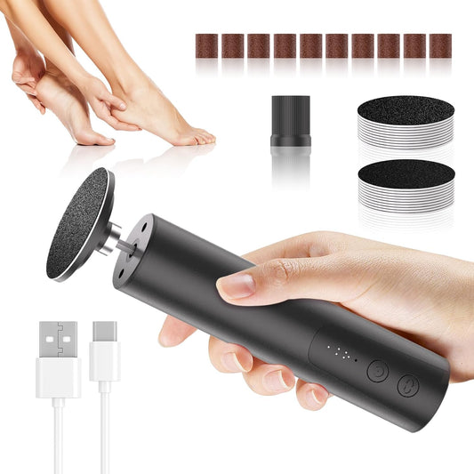 Electric Foot Callus Remover, 6 Speeds 2-in-1 Rechargeable Electric Foot File & Nail Grinder, Callus Remover for Feet Pedicure Tools with Sandpaper Disc for Dead Skin -Black