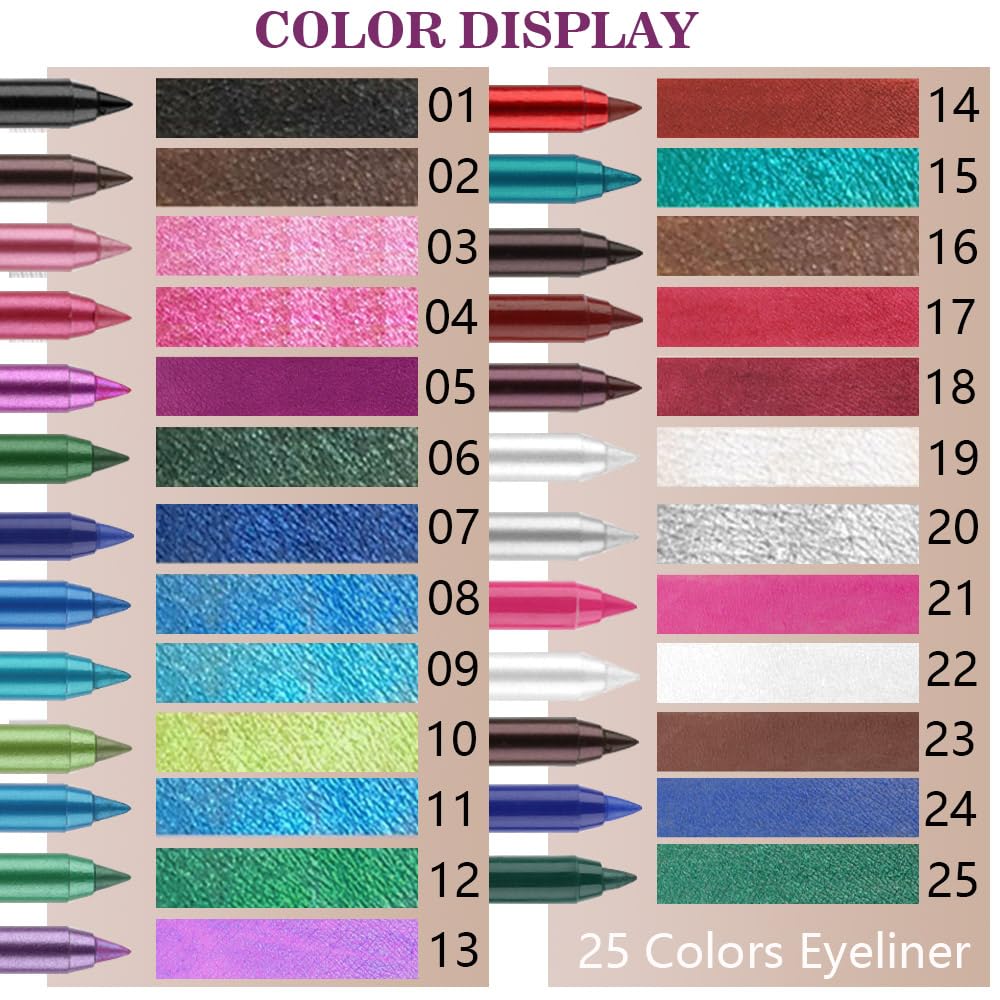 evpct Purple Eyeliner Pencils for Eyes, Voilet Lavender Purple Colored Eye Liner Pencil Makeup Waterproof Smudge Proof, Colored Gel Waterline Eyeliner Liquid, Face Eye Paint Stick Halloween Makeup 13