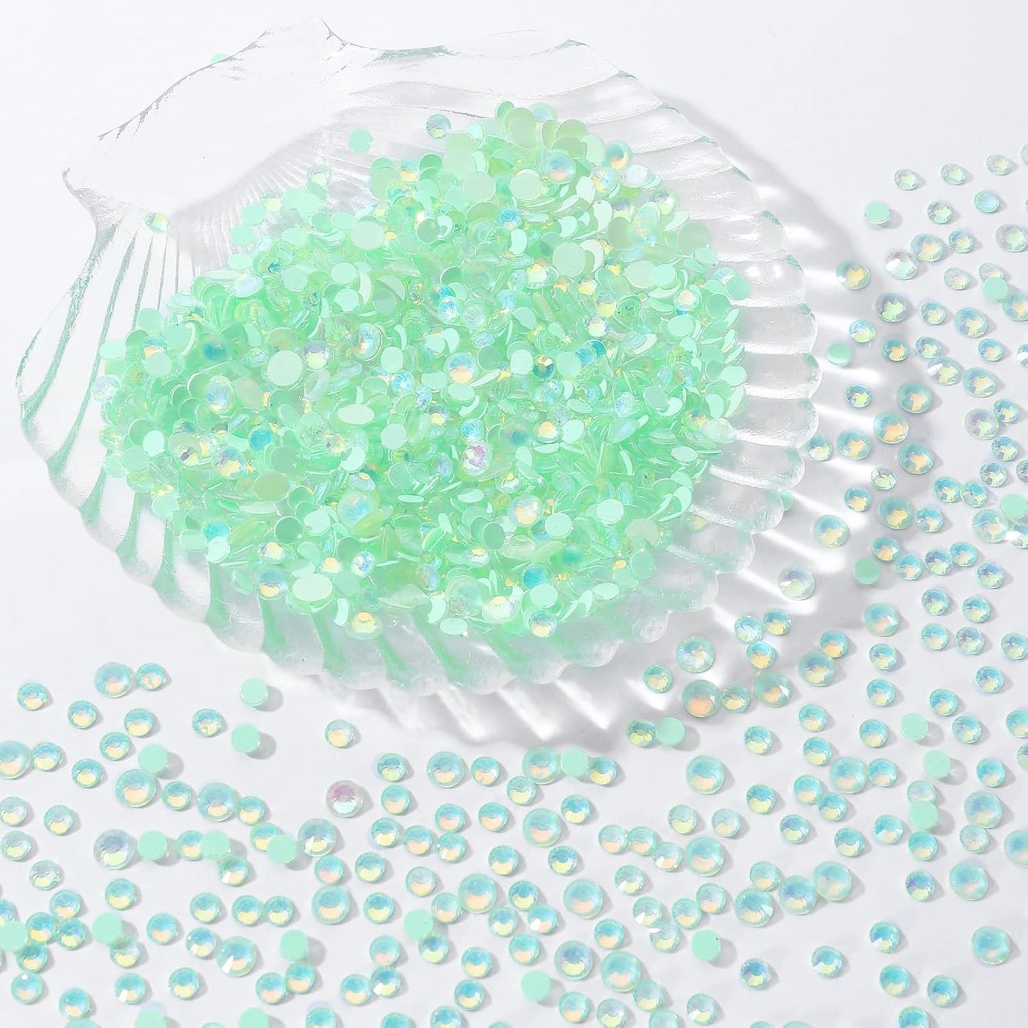 F Light Green Flatback Rhinestones, Glass Rhinestones for Nail Art and Craft, Glue Fix, Loose Crystal Gemstones(F Light Green, SS12, 1440pcs, 2.9-3.0mm)