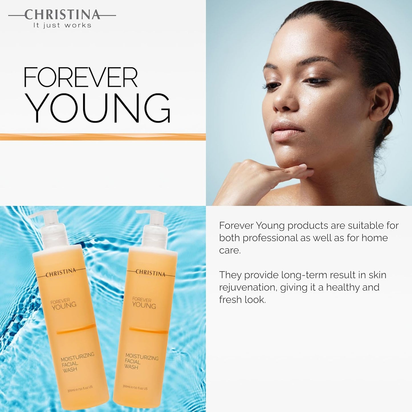 -CHRISTINA- Forever Young Hydrating Antioxidant Face Wash | Moisturize, Cleanse, and Soothe with Glycolic Acid Facial Cleanser | For Combination, Normal, Oily Skin 300ml