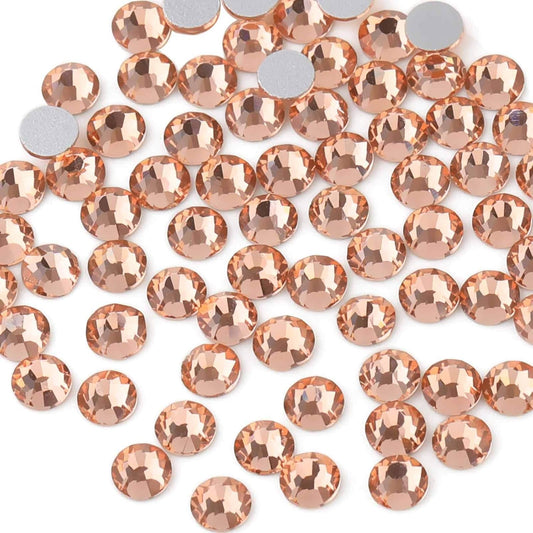 Beadsland 144pcs Flat Back Crystal Rhinestones Round Gems for Nail Art and Craft Glue Fix, Champagne, SS40, 8.4-8.7mm