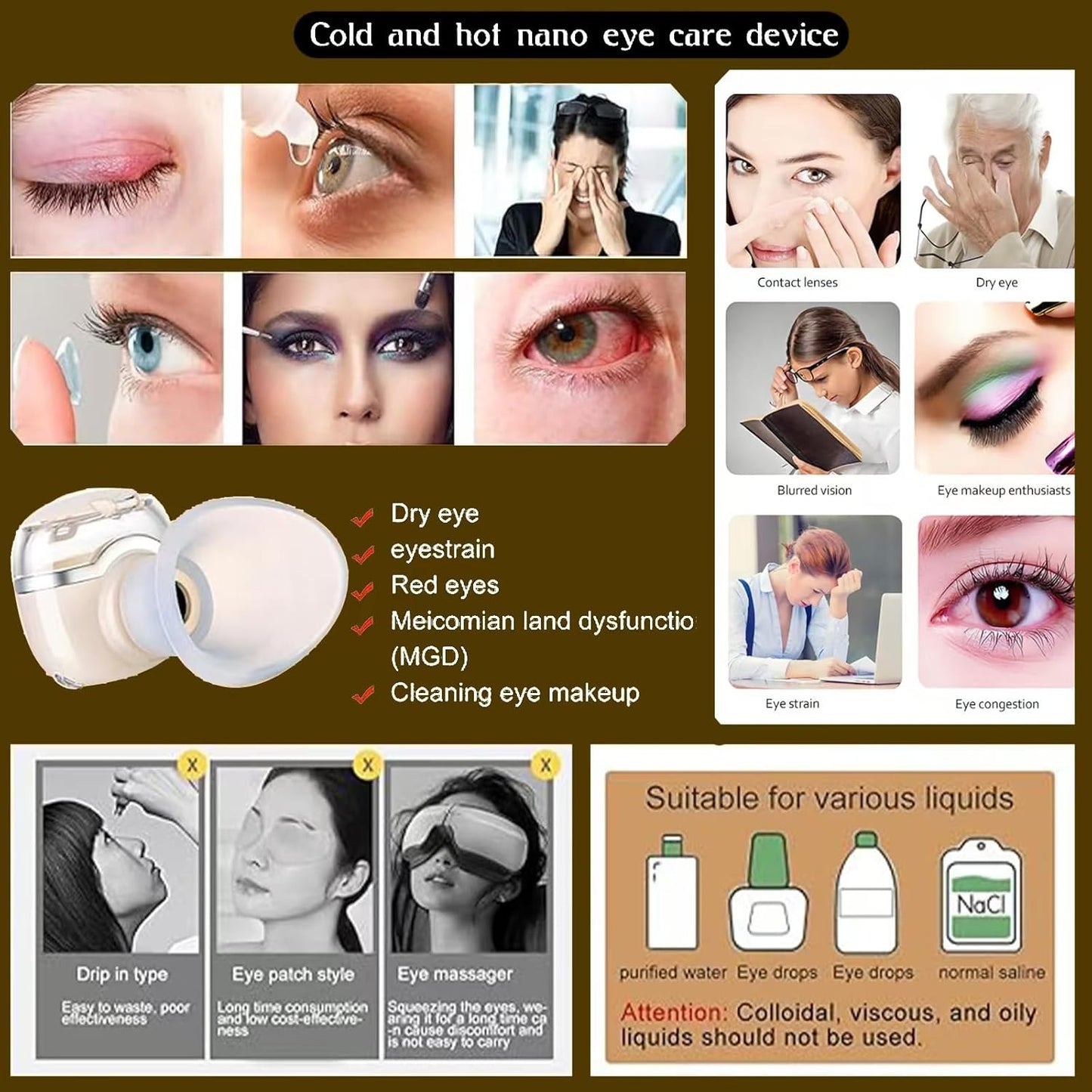 Johncase Heated Eye Sprayer for Dry Eyes Relief Mist Steamer Portable Warm Compress Eyes Mister for Eyelid,Eye Skin SPA Eye Steam Relief Dry Eyes and Stye Mini Eye Drops Tool