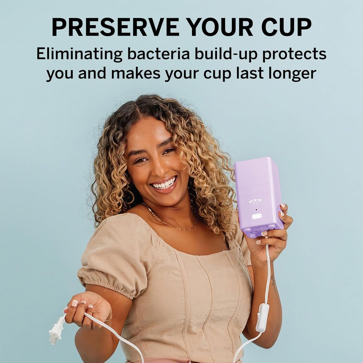 Pixie Menstrual Cup Sterilizer - Ranked 1 for The Best Steamer - Kills 99.9% of Germs with Cleaner Steam - Wash Your Period Disc or Cup in 3 Minutes! - Automatic Timing Shut-Off Switch