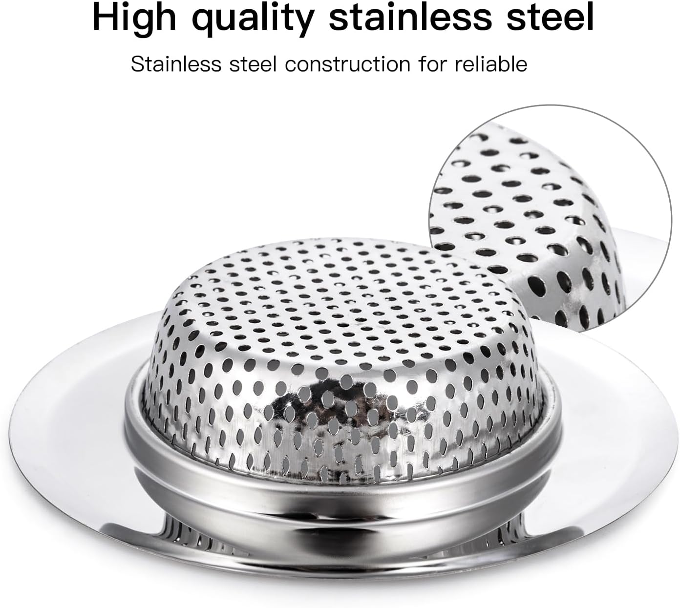 4 Pack Heavy Duty Stainless Steel Kitchen Sink Drain Strainer, Bathroom Hair Catcher Shower Drain Cover, Sink Tub Drain Stopper, Wash Basin Floor Drain, 2.1 to 4.5 Inch Diameter Rim