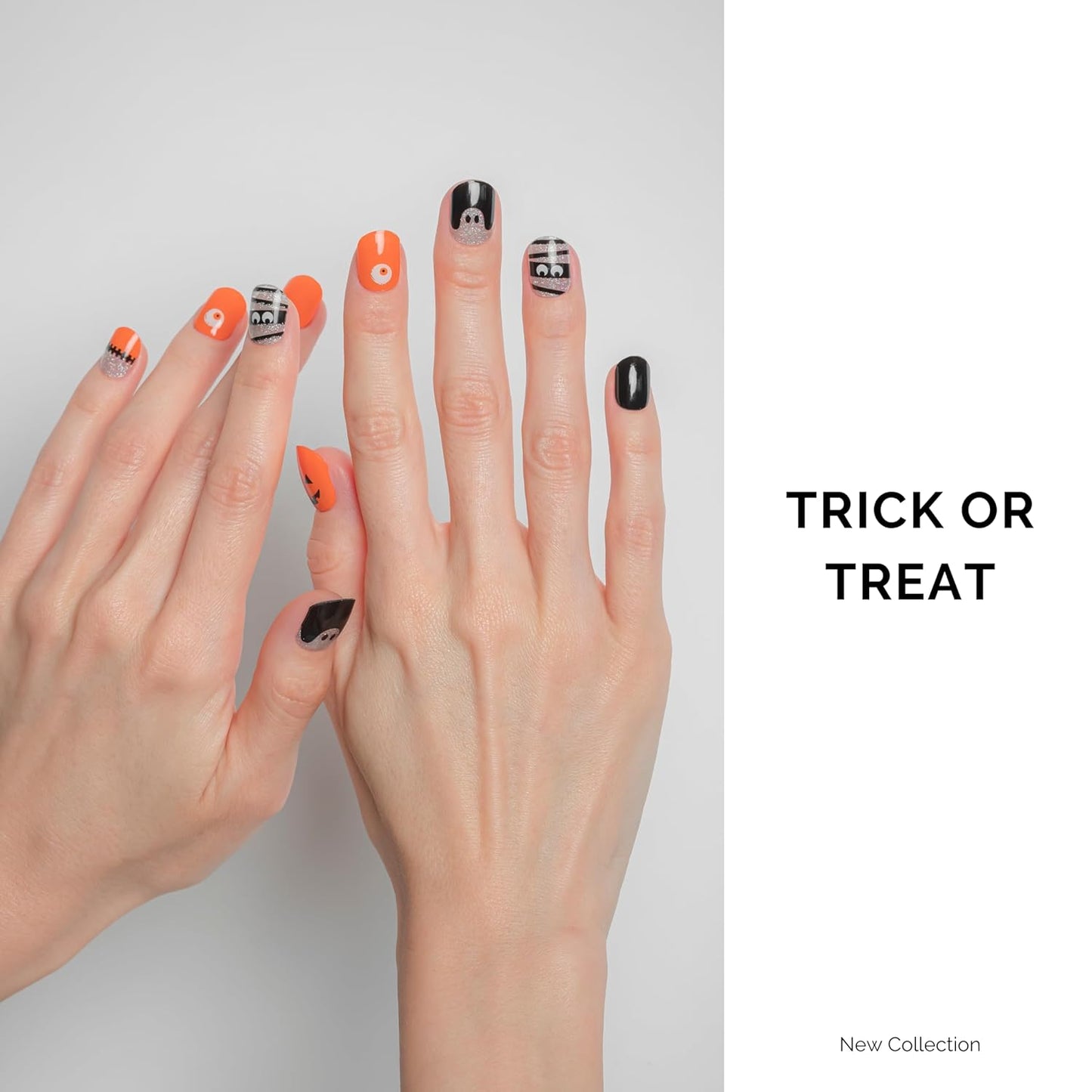 NAILOG Semi Cured Gel Nail Strips 34 pcs| Buy 2 Get 1 UV Lamp | Long Lasting Nail Polish Sticker Wraps with Glossy Gel Finish, Tricks or Treats