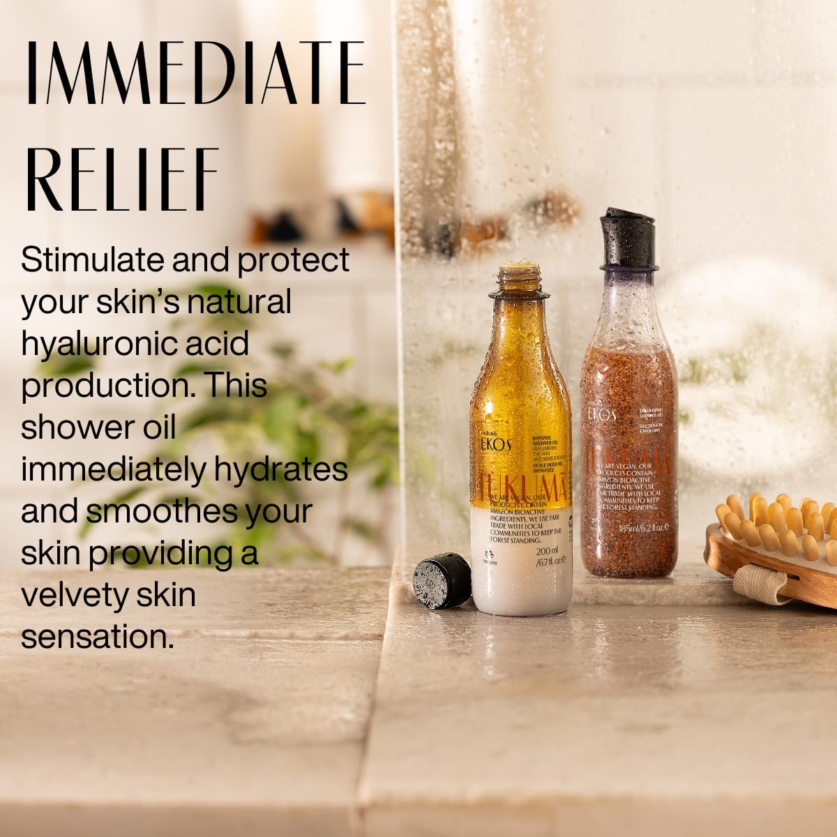 natura - Ekos Tukumã Biphase Shower Oil Refill - Replenishing In-Shower or Bath Body Oil - Anti-Signs of Aging - Skin Moisturizer - Vegan Skin Care - Brazilian Beauty Secrets - 6.7 fl oz (200ml)