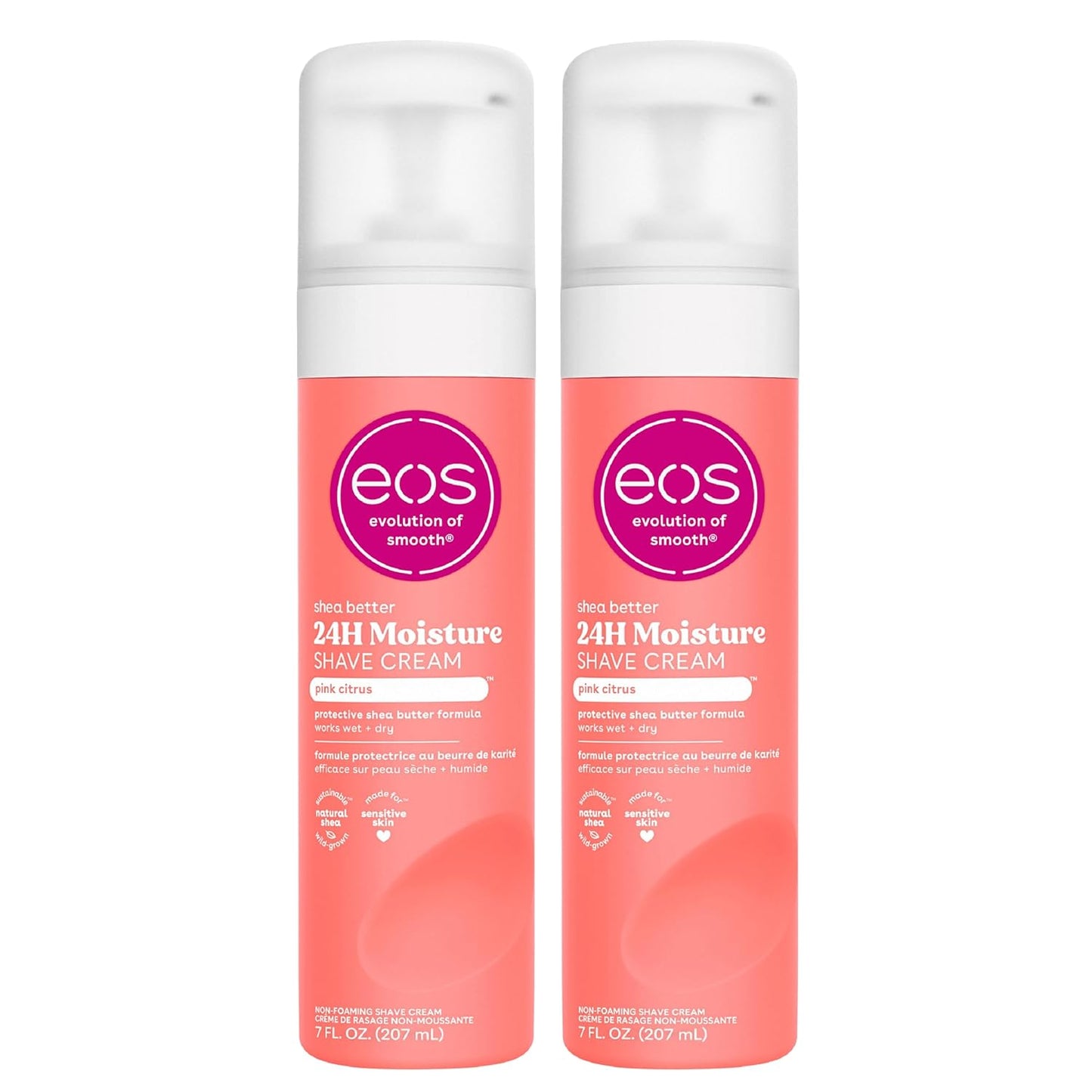 eos Shea Better Shave Cream- Pink Citrus, Shea Butter Skincare, Shaving Cream for Women, 7 fl oz, 2-Pack