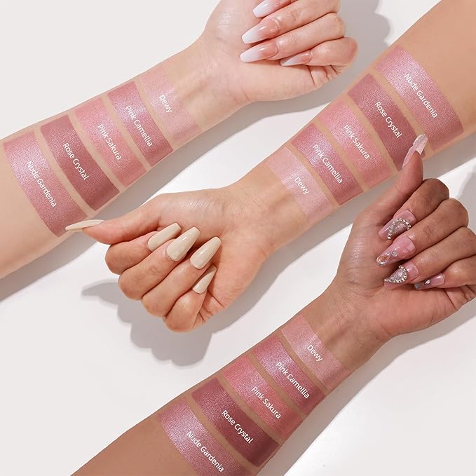 Multi Cream Blush & Blush Brush Set, Korean Makeup Blush for Cheeks, Multi-Use Face Balm, Lightweight & Hydrating, Blendable Color, Non-Greasy, Soft Bristles for Radiant Finish (Dewy)