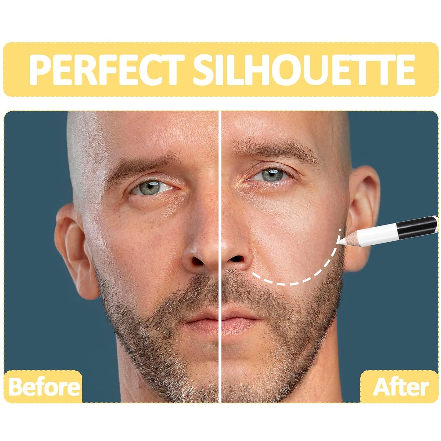 12PCS Barber Pencil Set with Sharpener, Smudge-proof Beard Shaping Guide Pen, Hairline Pencils, Suitable for Men and Women (White)