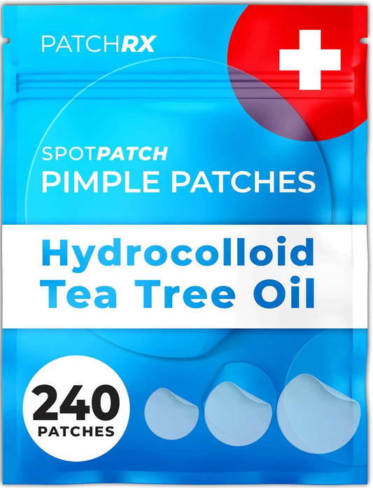Pimple Patches for Face (240 Patches), Hydrocolloid Acne Patches with Tea Tree Oil, Pimple Stickers - Acne Pimple Patches For Face - Zit Patches