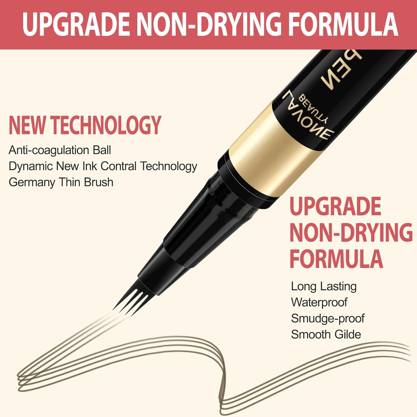 LAVONE Eyebrow Pen, 2-in-1 Eyebrow Pencils for Women with 4 Tip Microblading Eyebrow Pencil and Curved Precise Brow Pencil, Waterproof Eyebrow Pencil Create Full, Natural Hair-Like Brows, Ash Brown