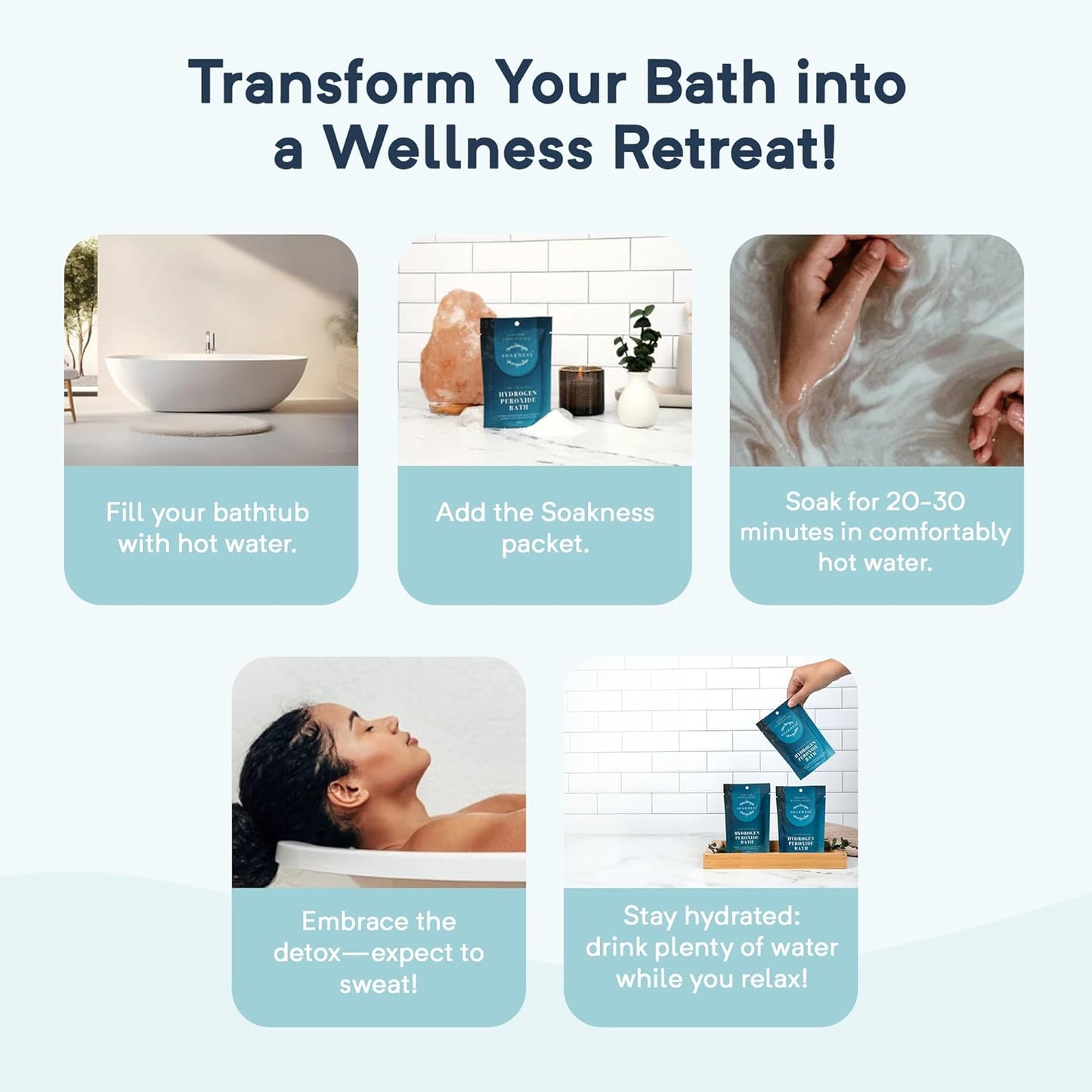 Hydrogen Peroxide Epsom Salt Bath Soak - USA-Made – Patented Bath Salts, Muscle Recovery, & Skin Detoxification – Magnesium Salts for Bathing - Doctor Formulated Pure Epsom Salt (2-Pack)