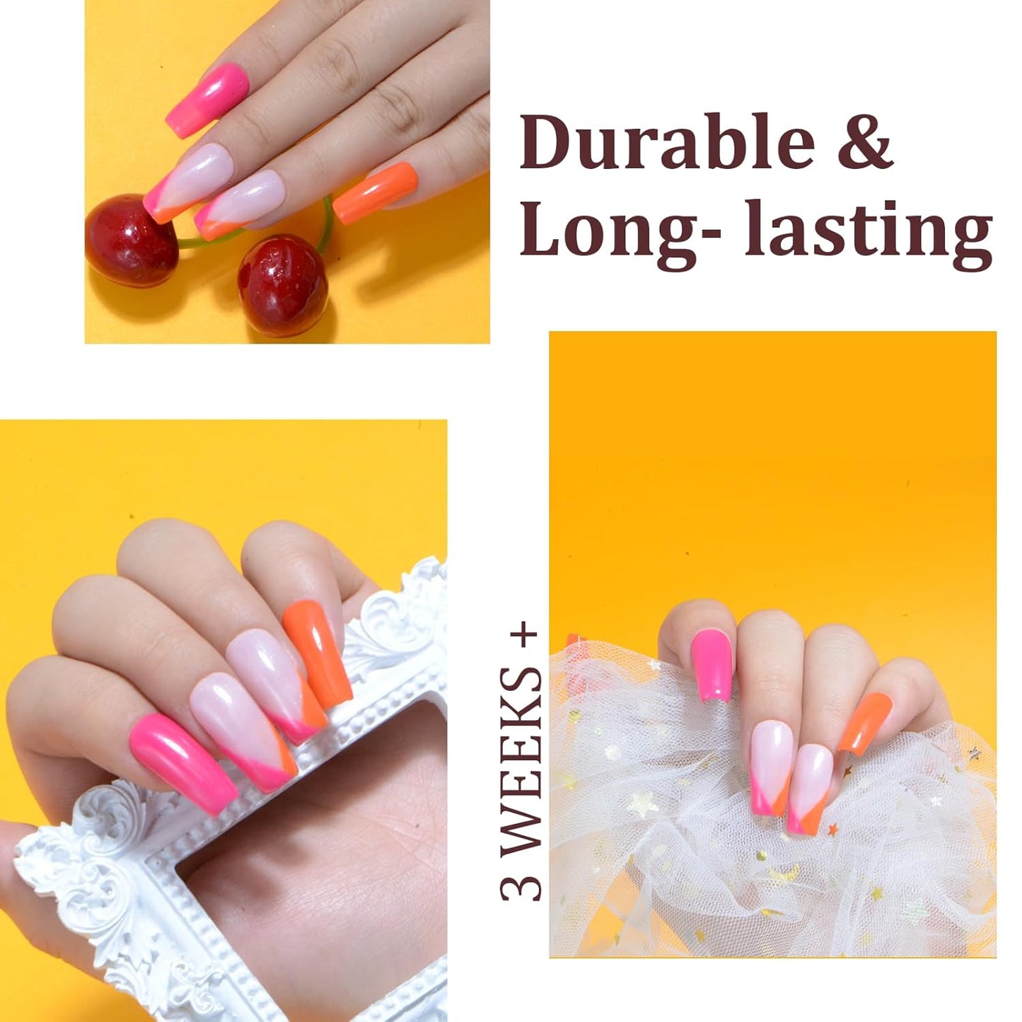 12 Pcs Dip Powder Nail Kit Starter Kit, 6 Colors Pink Red Orange Green Blue Dipping Powder Kit with Base & Top Coat/Activator/Brush Saver, Nail Art Dip Manicure Kits Salon DIY for Women