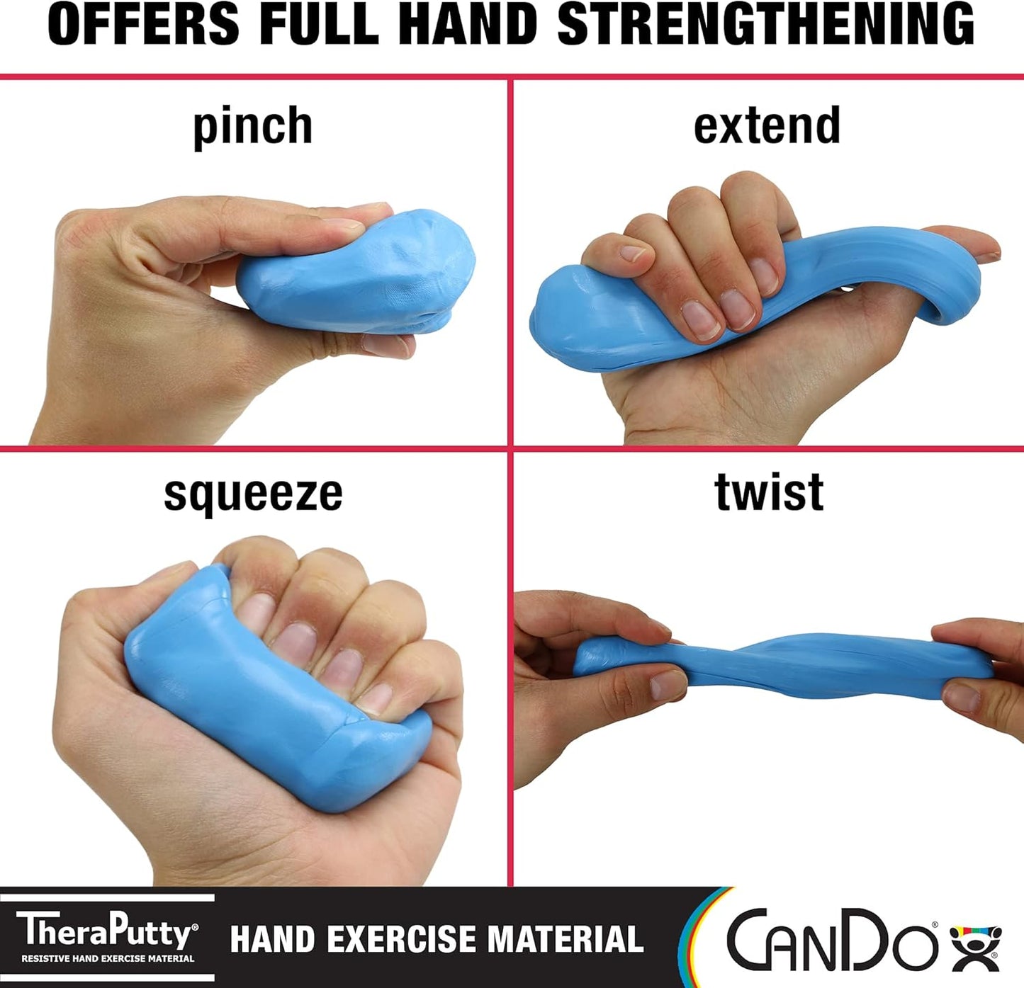 CanDo TheraPutty Standard Hand Exercise Putty For Rehabilitation, Exercises, Hand Therapy, Occupational Therapy, Hand Strengthening, Improve Motor Skills, Stress Relief