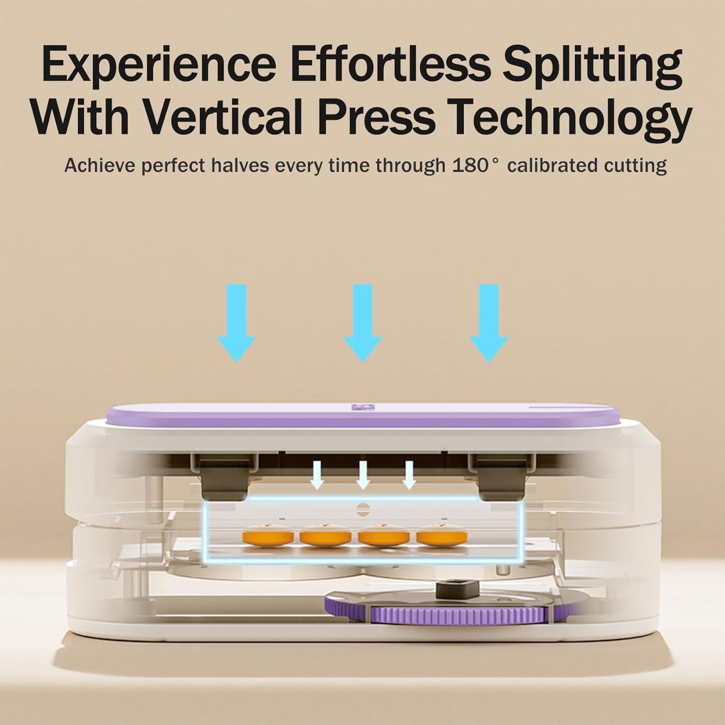 Multiple Pill Cutter - Pill Cutter Splitter for Small Tiny Large Pills Professional | Vertical Press-Down Cutting & Adjustable | Sturdy Blade & Guard | Includes Cleaning Brush (Purple)