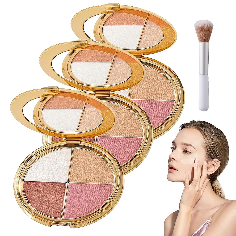 Glowjiu Glow Gallery Highlighting Eye & Cheek Palette，Makeup Palettes Contour Kit(3PCS)