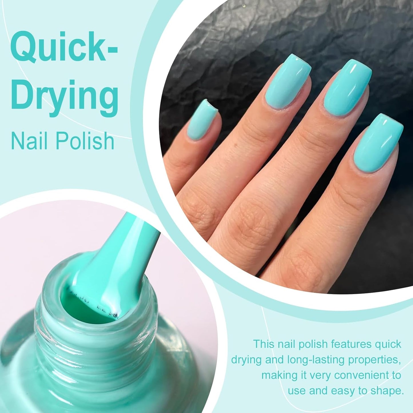 Major Dijit Bright Cyan Quick Dry Regular Nail Polish - Nail Art Lacquer, 0.41 Fl Oz