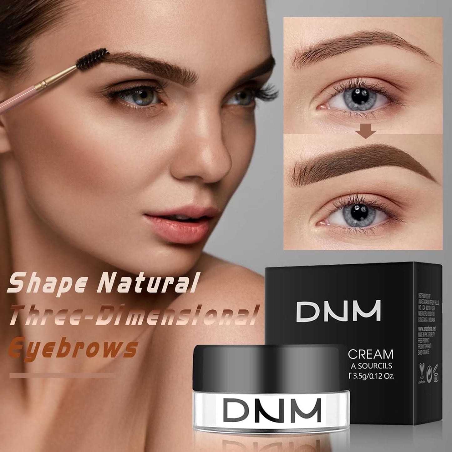 2Pcs Brow Pomade Set with Dual-ended Eyebrow Brush, High pigment Water proof Natural finish Eyebrow Makeup Set with Eyebrow Brush for Women and Girls（08#）