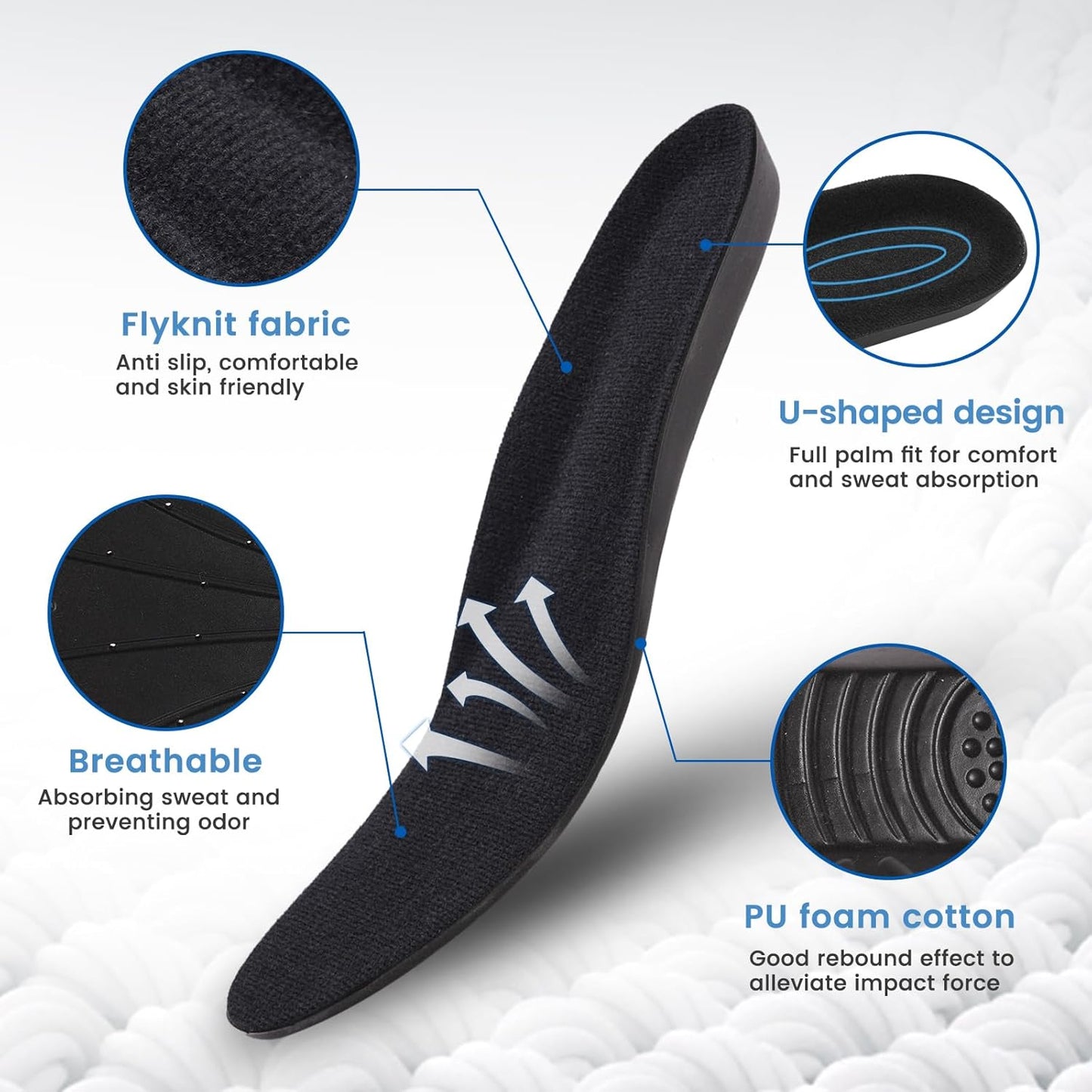 Shoe Insoles, Memory Foam Insoles, Providing Excellent Shock Absorption and Cushioning for Feet Relief, Comfortable Insoles for Men and Women for Everyday Use,(L [US M: 9.5-12.5/W: 10.5-13.5])