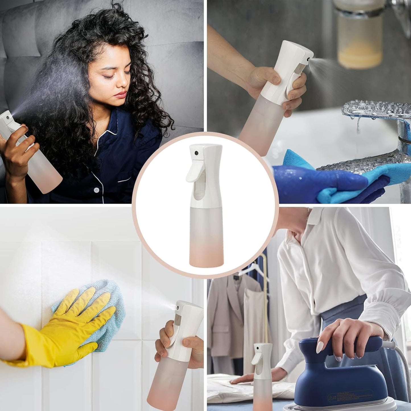 Spray Bottle for Hair (6.8OZ /200ML) Continuous Ultra Fine Mist Sprayer for Hair, Salons, Barber, Plants, Skin Care, Cleaning 2 Pack MATTE PINK