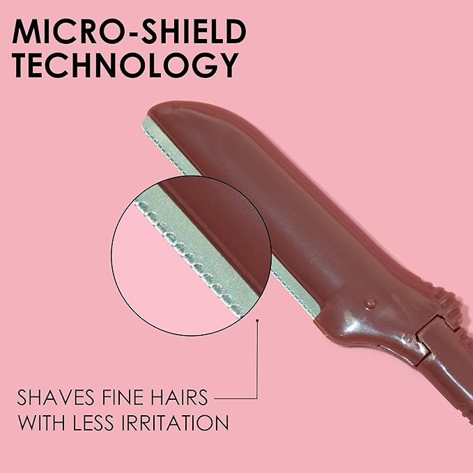 JAPONESQUE Dermaplaner and Cooling Eye Roller - Dual Ended Dermaplaning Facial Razor with Soothing Roller Ball Massager- Tool for Exfoliation, Hair Removal, Face Massage