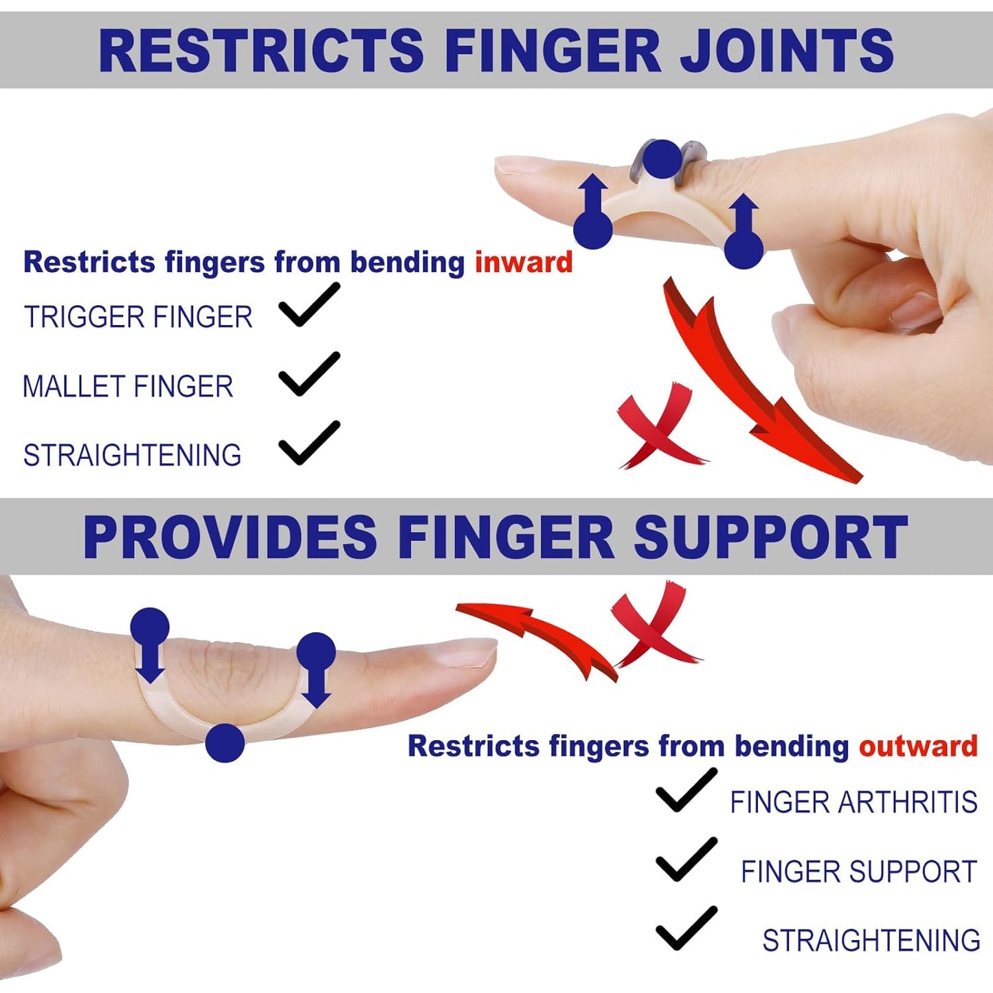 8Pcs Oval Finger Splints & Click-Lock Adjustment Kit, 4 Graduated Finger Ring Splint & 4 Splint Adjustment, Finger Braces for Arthritis, Mallet, Straightening, Support (Size 4-7)