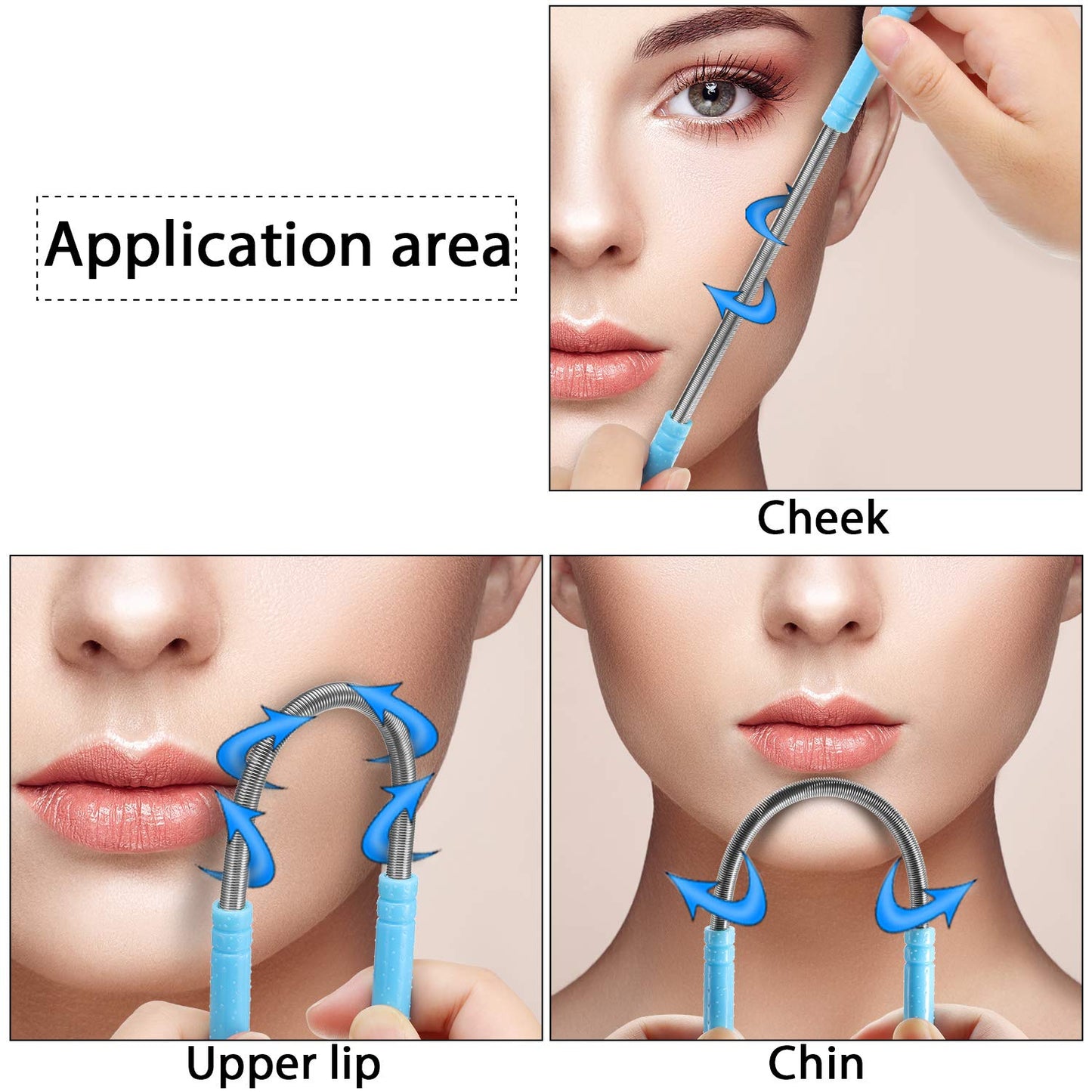 14 Pieces Facial Hair Remover Spring Epilator Set Eyebrow Razors Beveled Tweezers Removes Hairs Women Face Threading Tool(Color A)