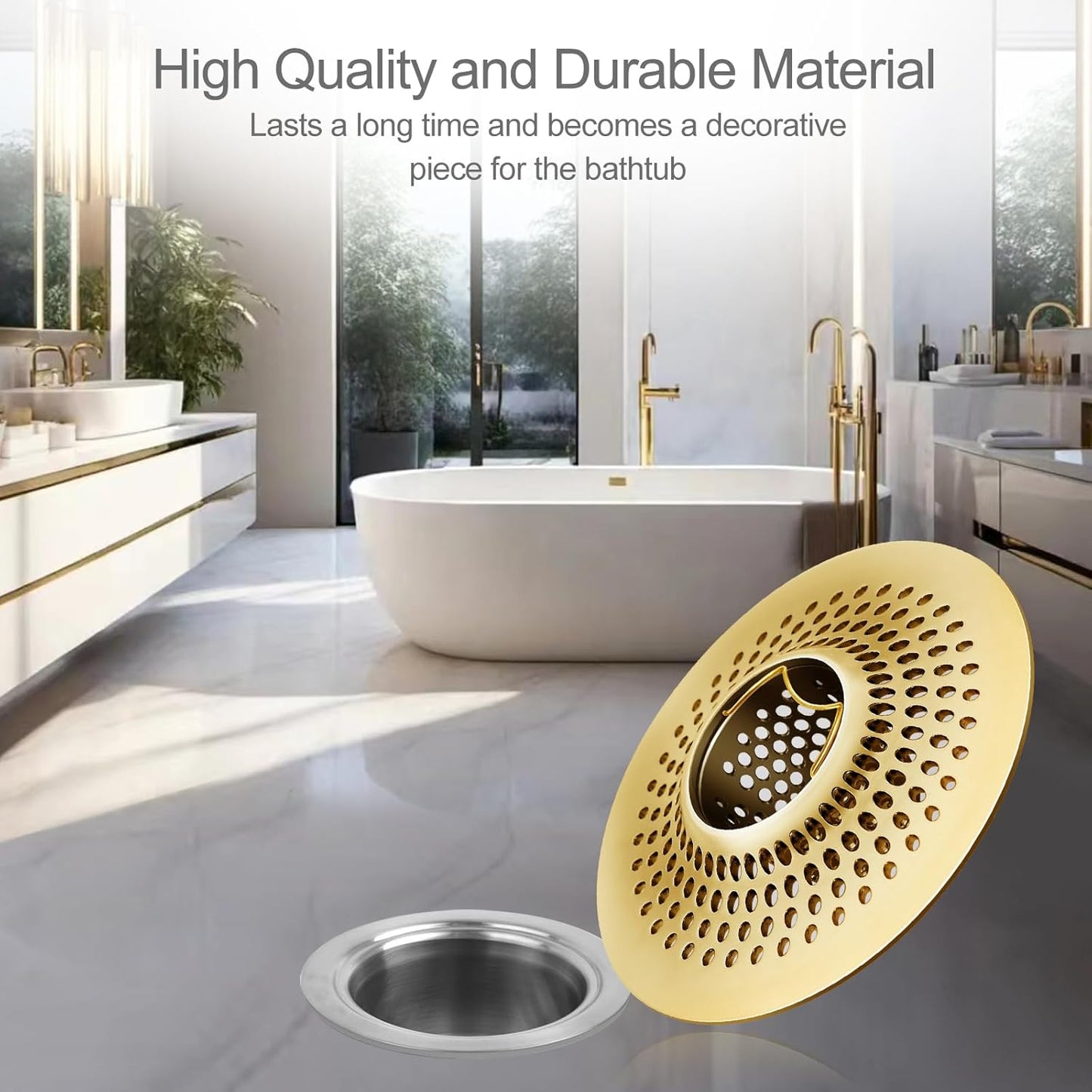 LKEYE Shower Drain Hair Catcher/Bathroom Drain Cover/Bathtub Drain Strainer/Shower Stall Drain Protector(Bronze)