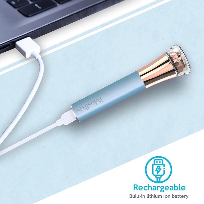 Professional Fast, Precise, Painless Facial Hair, Lips and Chin Remover for Women, USB Rechargeable Facial Epilator, 18K gold-plated hypoallergenic 13mm Dual ring floating head, 360° LED light