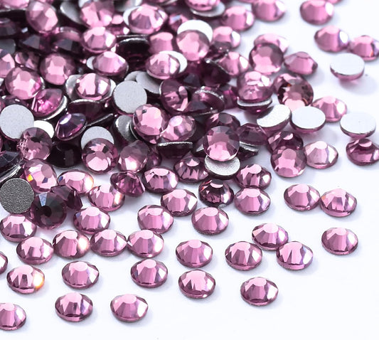 Light Amethyst Flatback Rhinestones, Glass Rhinestones for Nail Art and Craft, Glue Fix, Loose Crystal Gemstones(Lt.Amethyst, SS8, 1440pcs, 2.3-2.5mm)