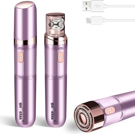 Gurelax Hair Removal Epilator for Women, Rechargeable Facial Epilator Hair Remover, 2-in-1 Electric Epilator & Shaver, 18 Carat Gold Plated Head, All Ages and Skin Types