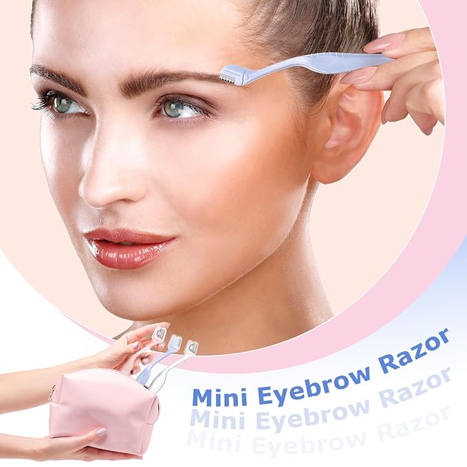 6Pcs Eyebrow Razor Mini Eyebrow Razor Trimmer Female Face Shaver Lip Hair Remover with Precision Cover Small Shaver for Women Makeup Face Care Tools(Clear, Clear Purple, Light Blue)