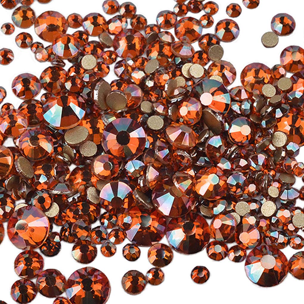 Rhinestones flat back gems round DIY decorative Nail Face and apparel accessories ss3-20 mix size(4320pcs amber)