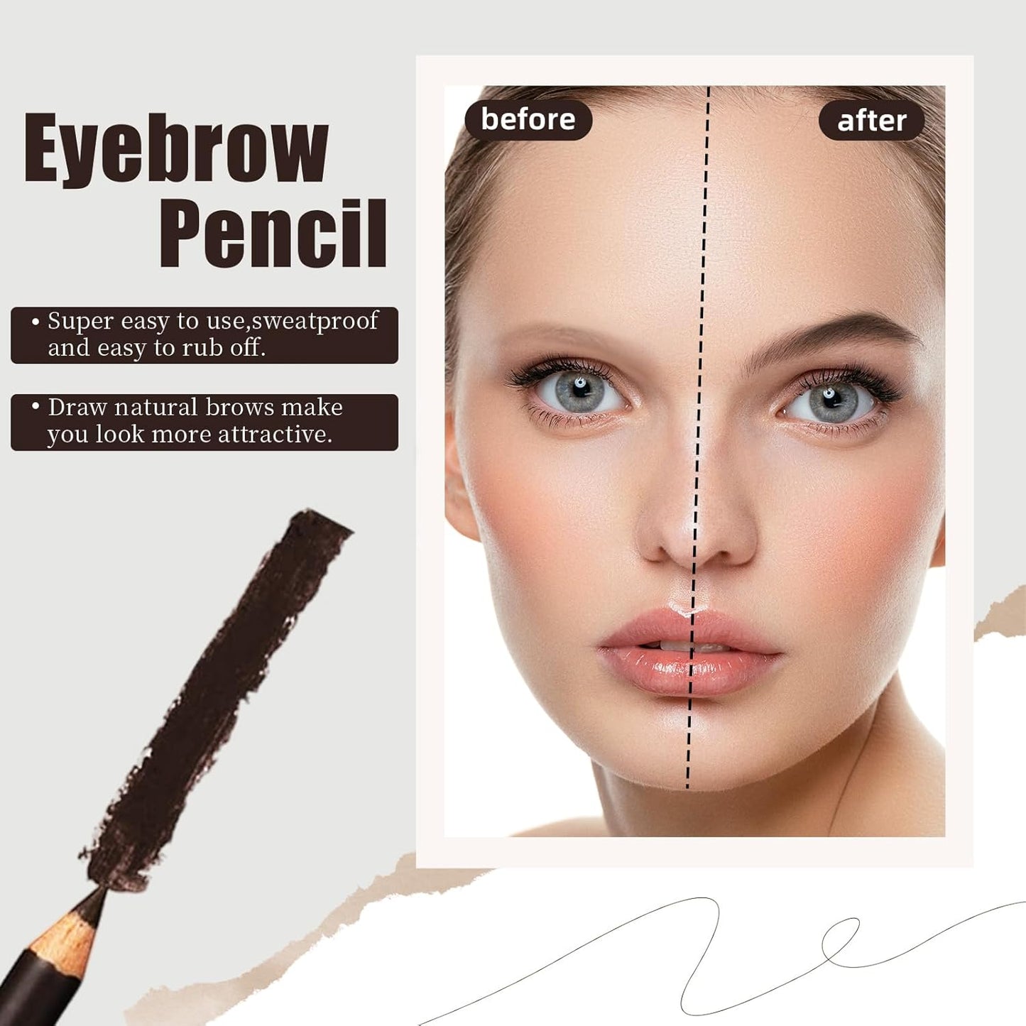 Go Ho 12 PCS Eyebrow Eyeliner Pencils,Black Brown Dark Brown Sweatproof Eye Brow Pencil,Long-lasting Eyeliner Makeup Brow Tint Sticks, 3 Colors Easy to Color（Black+ Brown+Dark Brown）