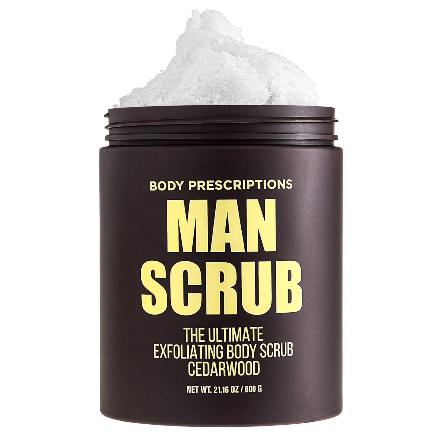 Body Prescriptions Men’s Exfoliating Body Scrub – Ultimate Skin Cleansing Wash in Jar with Twist-Top Lid, For All Skin Types, 21 Ounce (Pack of 1), Cedarwood