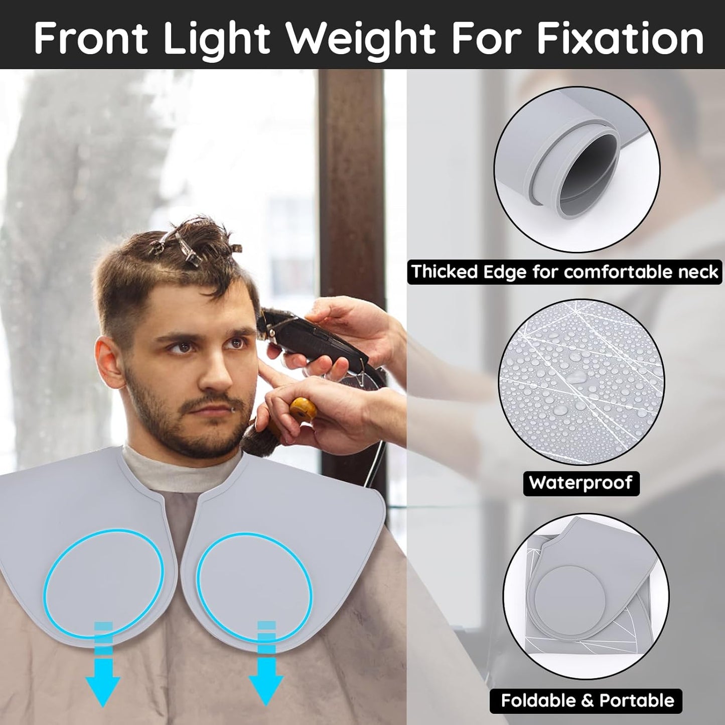 Segbeauty Hair Cutting Guide Mat Gray, Longer Silicone Waterproof Cutting Mat, Professional Salon Hair Cutting Mat with Guidelines Weighted Neck Wrap for Hair Stylist