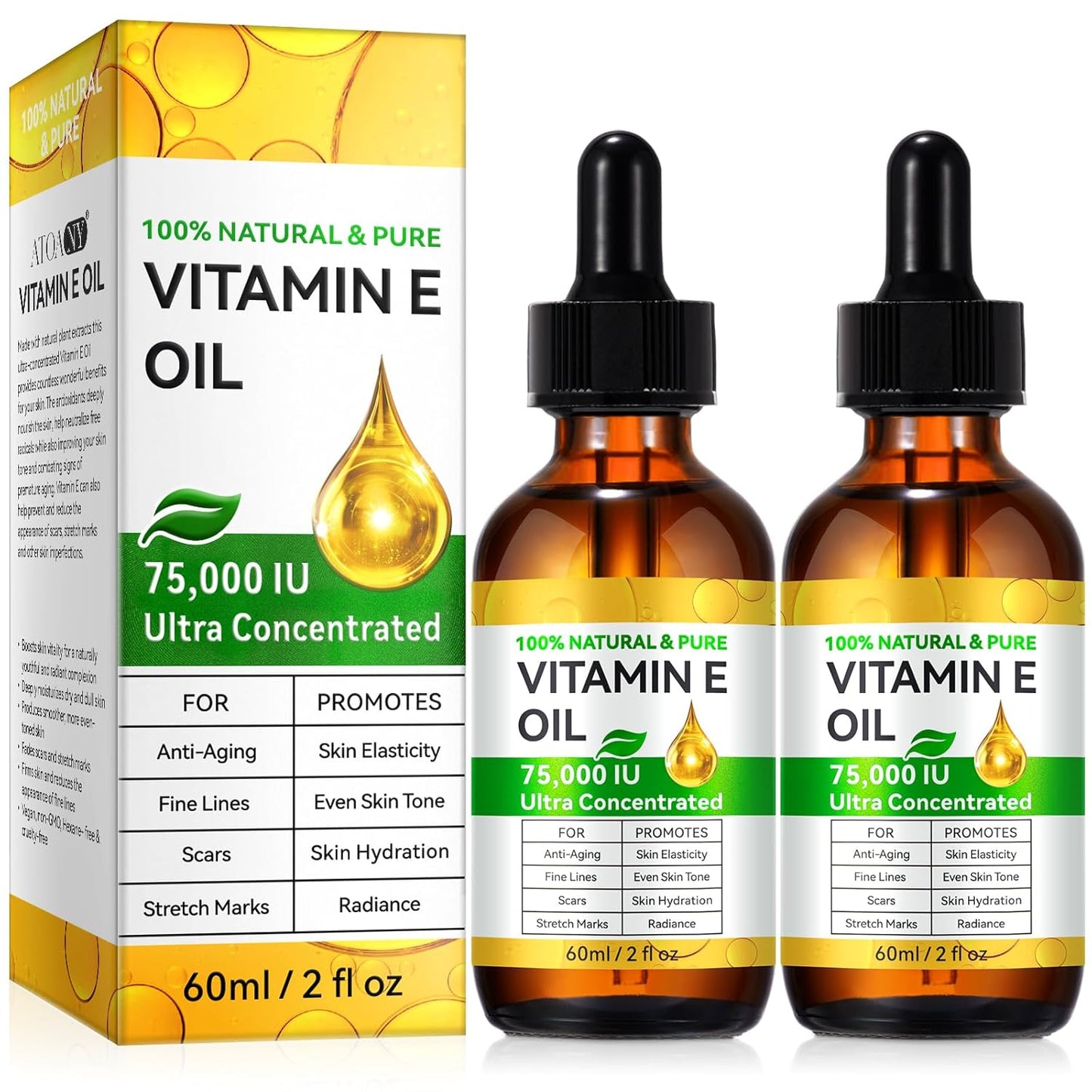 Essential Vitamin E Oil for Skin,Face,75000 IU Pure Vitamin E Body Oil for Women Girls 4 Oz