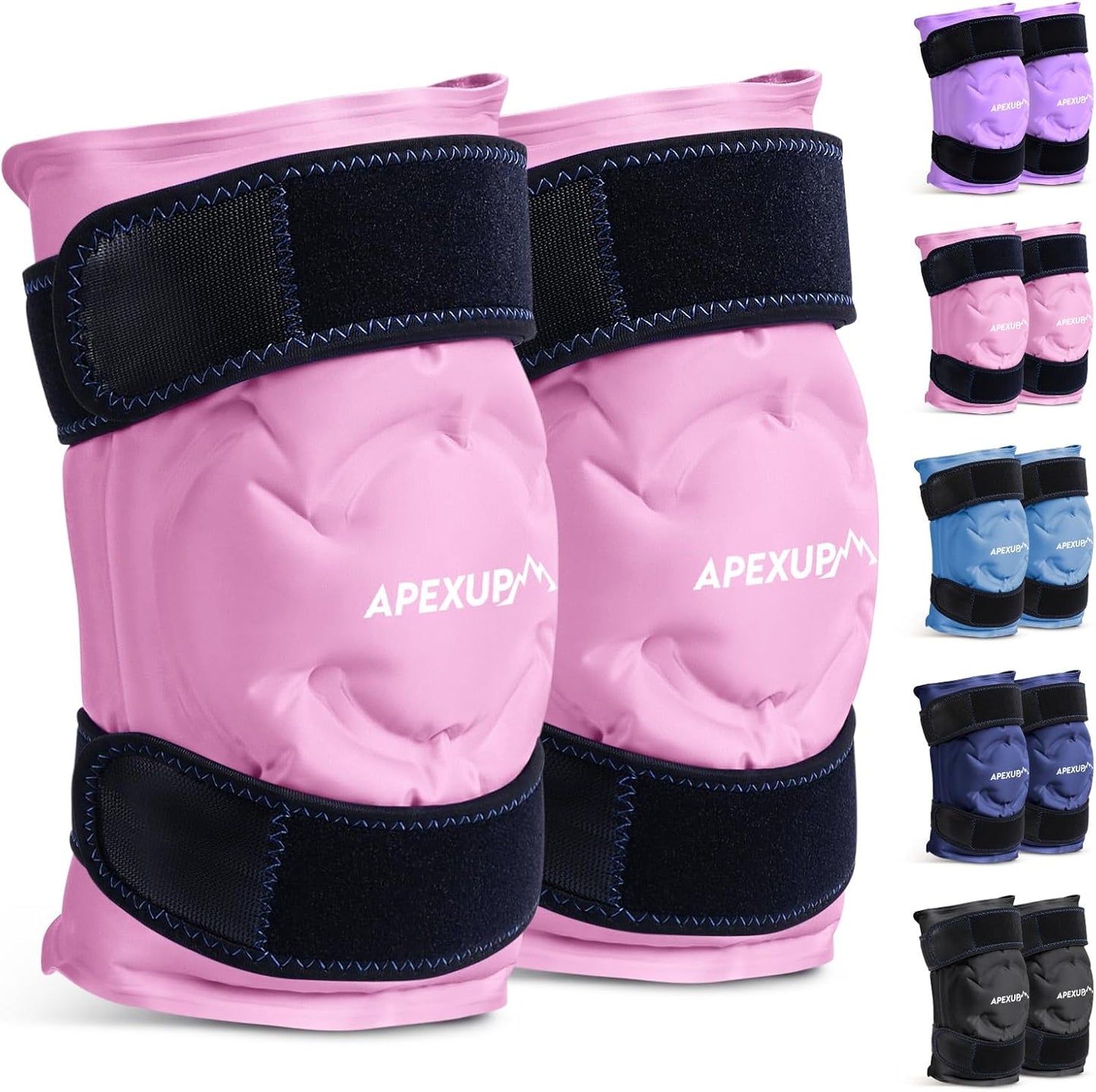APEXUP Ice Pack for Knee Pain Relief, Large Reusable Wrap After Surgery, Flexible Gel Cold Pack for Injuries, Pain Relief for Back, Shoulder, Elbow, Ankle and Leg (Pink, XXL, 2PK)